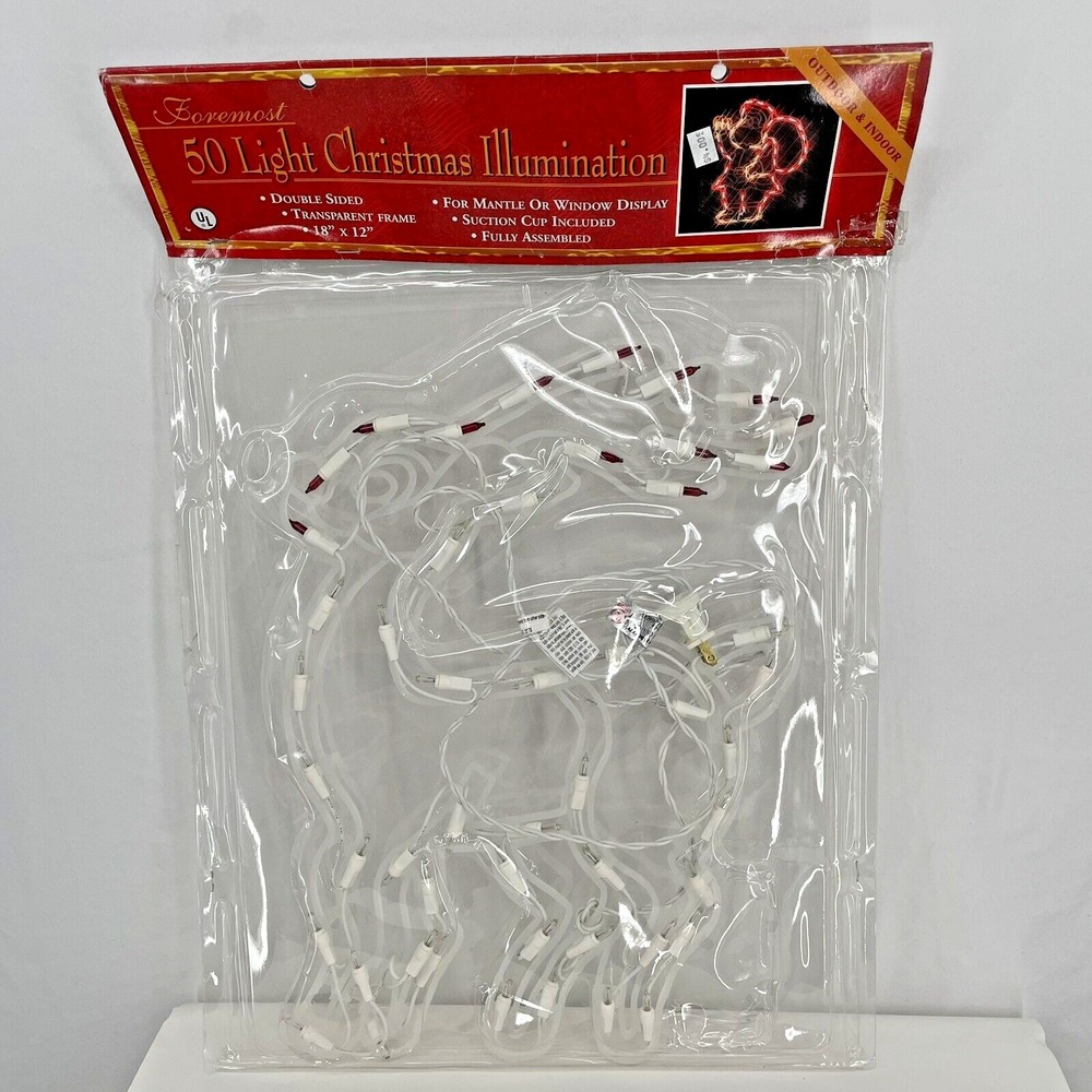 Vintage Foremost 50 Light Christmas Illumination Santa Window Display NOS NEW